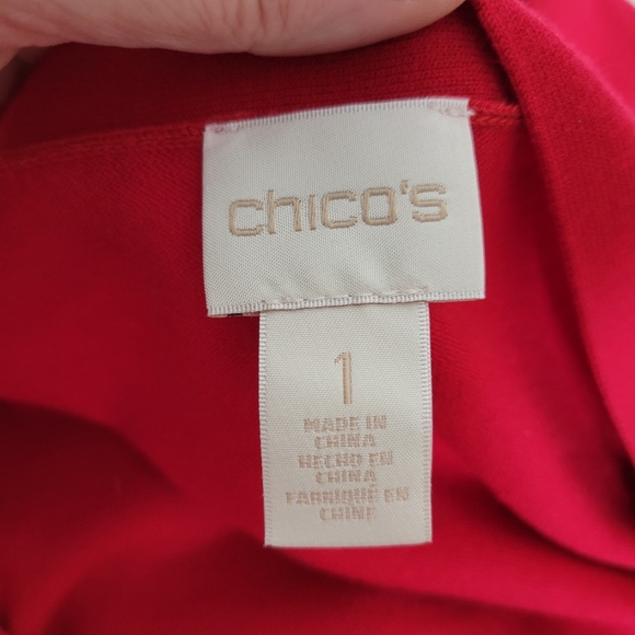 Womens Chico's Red Scoop knit side laced elbow length sleeves Knit top Size 1 - Picture 7 of 9
